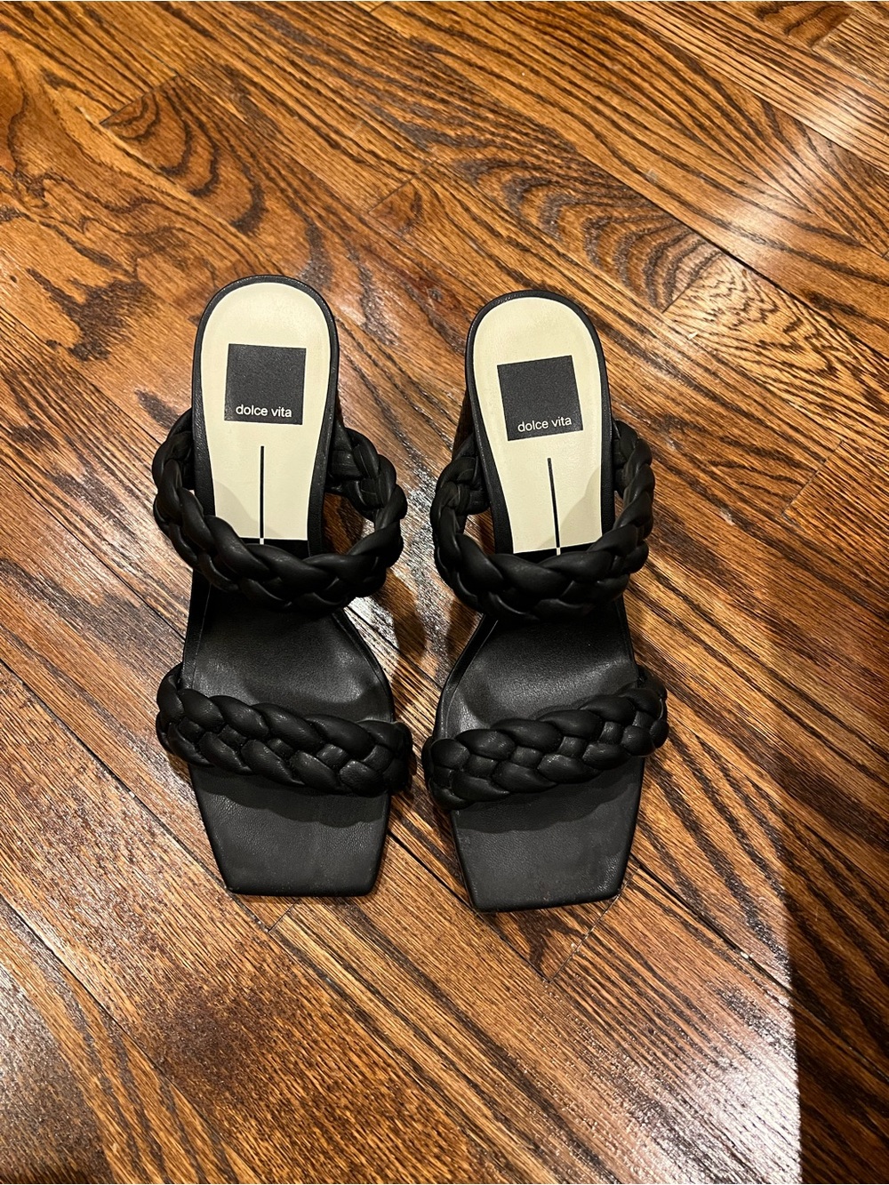 Dolce Vita Black Braided Double-Strap Heels